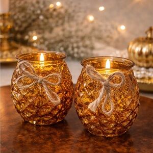 Two’s Company blown glass candle holders set of 2